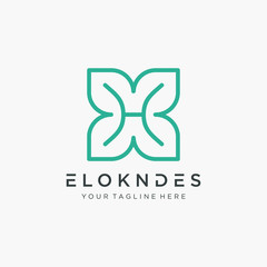 letter H with Flower Petals Logo. Modern abstract linear flower logo template for beauty salon, Cosmetic, Beauty, Spa, Petals design concept. Linear and Natural Flower Design.