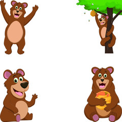 funny bear cartoon set 