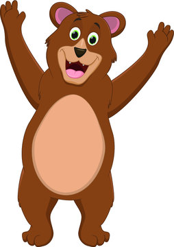 illustration of happy bear cartoon waving hand