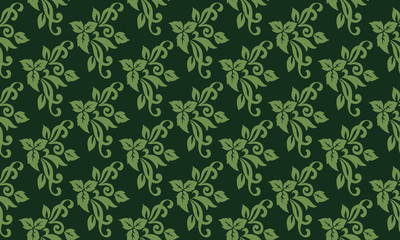 Seamless spring flower pattern background, with leaf and floral simple drawing.
