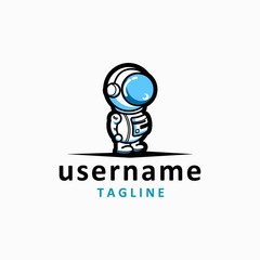 little blue astronaut logo design inspiration . baby astronaut logo design template . cute astronaut logo design . little robot vector template