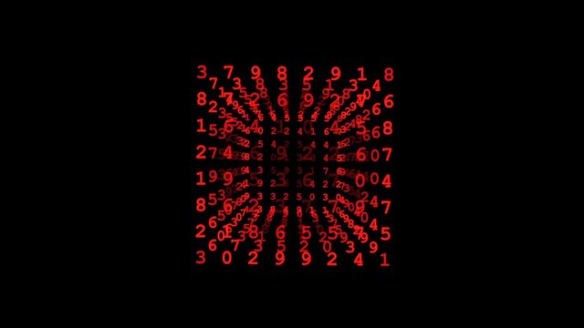 Matrix Cube endless rotating on screen II.  Hot Bloody Red. Abstract colorful technology design element to decorate background, overlay, screensaver. Full HD 3D animation loop. Isolated on