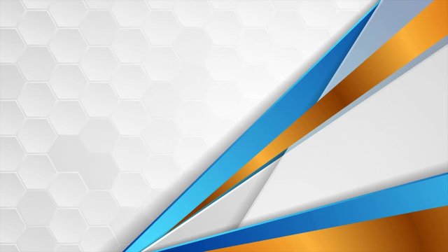 Abstract geometric motion design with blue and golden stripes