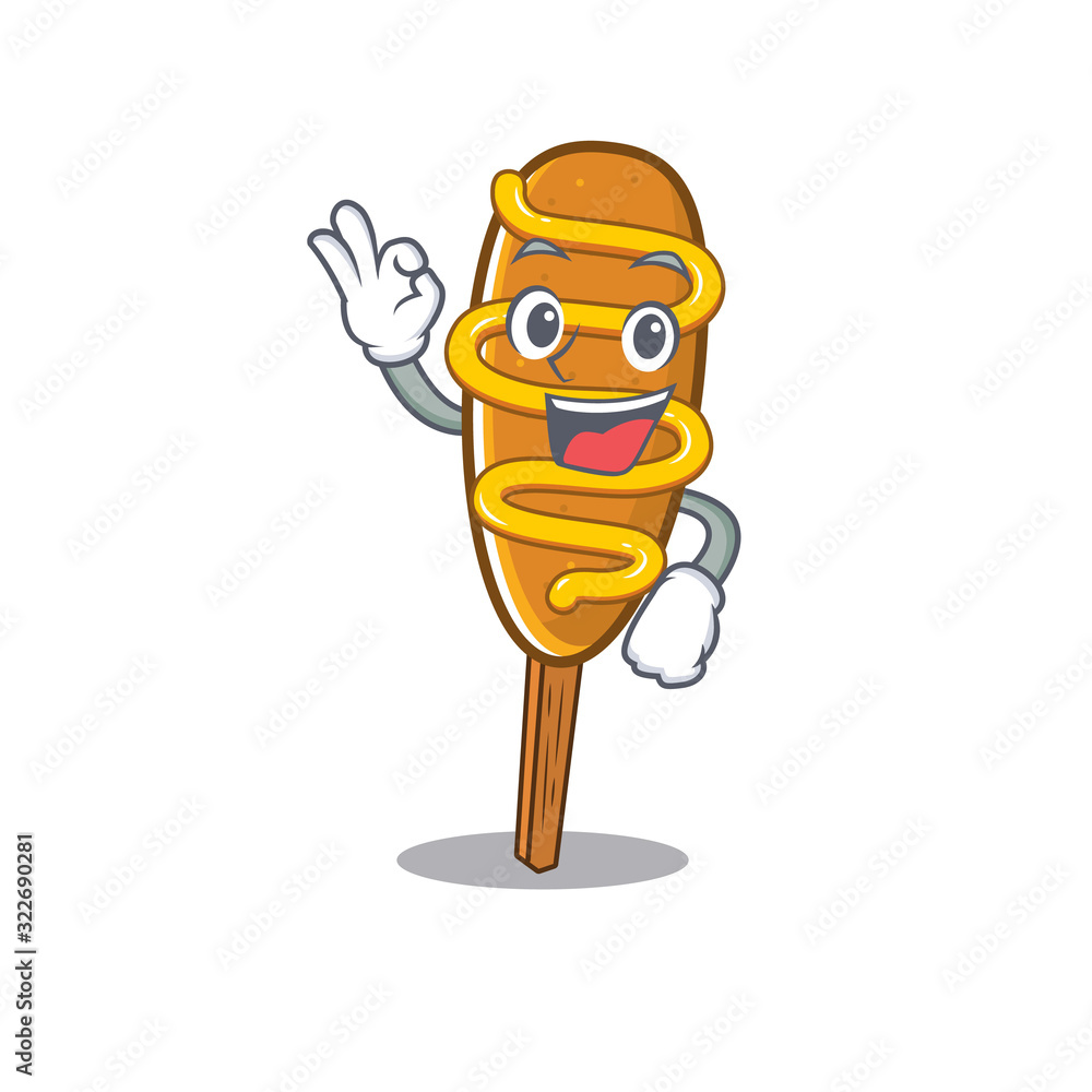 Sticker A funny picture of corn dog making an Okay gesture