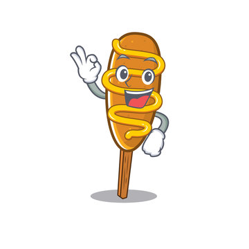 A funny picture of corn dog making an Okay gesture