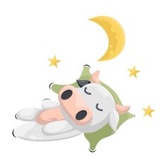 CUTE COW SLEEPING CARTOON VECTOR