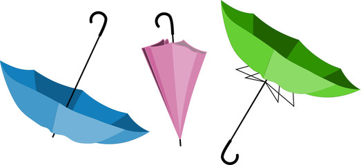 colorful umbrellas open, closed and broken by the wind © RNko