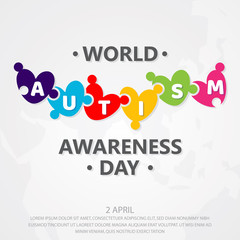 Colorful design World Autism Awareness Day with puzzle graphic