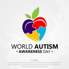 Colorful design World Autism Awareness Day with puzzle graphic