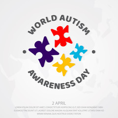 Colorful design World Autism Awareness Day with puzzle graphic