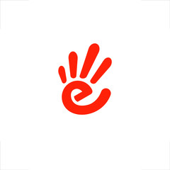  E letter logo initial shaped a waving hand