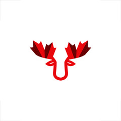 moose logo mascot maple leaf design