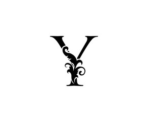 Luxury Y Letter Logo. Black Floral Y With Classy Leaves Shape design perfect for Boutique, Jewelry, Beauty Salon, Cosmetics, Spa, Hotel and Restaurant Logo. 