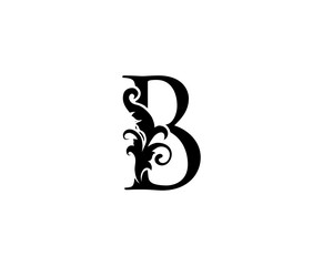Luxury B Letter Logo. Black Floral B With Classy Leaves Shape design perfect for Boutique, Jewelry, Beauty Salon, Cosmetics, Spa, Hotel and Restaurant Logo. 