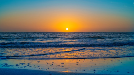 Sunset Glow Beach Waves