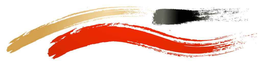 アナログタッチ素材：筆の質感　墨　インク　筆模様　波模様	