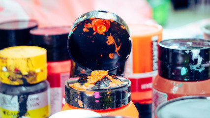 paint and Colored bottles