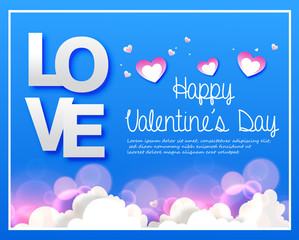 Valentines day background with heart pattern and typography of happy valentines day text . Vector illustration. Cute love sale banner or greeting card