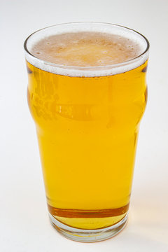 An isolated beer pint on a white background