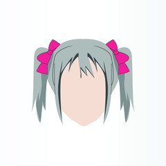 manga female hair style vector illustration. anime girl hair illustration design template
