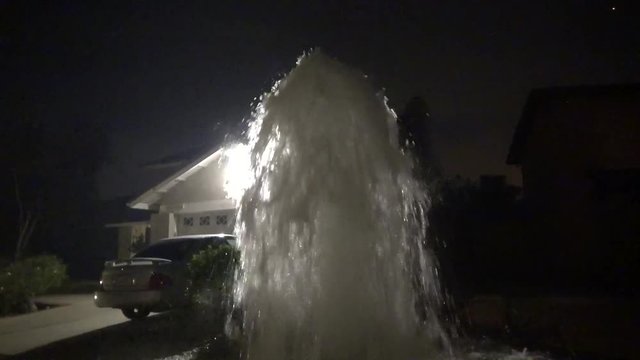 Fire Hydrant Explosion at Saddle Ridge Brush Fire Los Angeles LAFD
