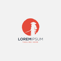 samurai warrior japan logo template. icon samurai sword.
