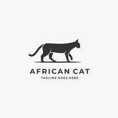Vector Logo Design African Cat Walking Silhouette Style