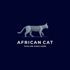 Vector Logo Illustration African Cat Gradient Colorful
