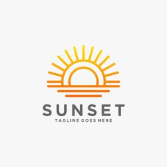 Vector Logo Illustration Sunset Gradient Colorful Style