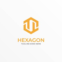 Vector Logo Illustration Hexagon Flat Color Line Art Style