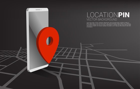 3D GPS Pin Marker And Mobile Phone Application. Concept Of Location And Facility Place , GPS Technology