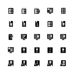 Set of Note Management, Organizer, Paper glyph style icon - vector