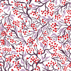 Seamless pattern berry drawing. Background with Hand Painted naive style.