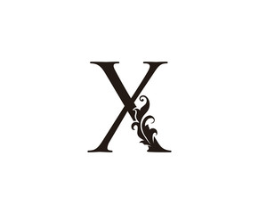 Classic X Letter Logo. Black Floral X With Classy Leaves Shape design perfect for Boutique, Jewelry, Beauty Salon, Cosmetics, Spa, Hotel and Restaurant Logo. 