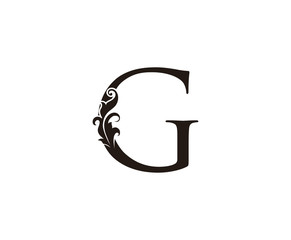 Classic G Letter Logo. Black Floral G With Classy Leaves Shape design perfect for Boutique, Jewelry, Beauty Salon, Cosmetics, Spa, Hotel and Restaurant Logo. 
