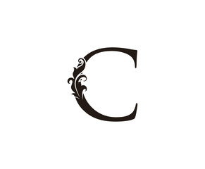 Classic C Letter Logo. Black Floral C With Classy Leaves Shape design perfect for Boutique, Jewelry, Beauty Salon, Cosmetics, Spa, Hotel and Restaurant Logo. 