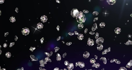 Romantic cute diamonds pattern on black. Gems background. Valentine's Day. event background. 3d illustration