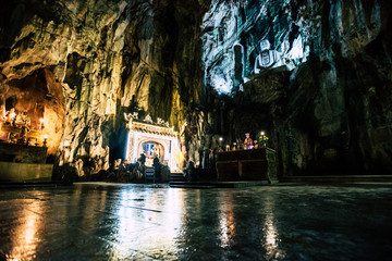 Marble mountains cave : Buddhist pagoda in Huyen Khong cave on Marble Mountain at Da Nang city,...