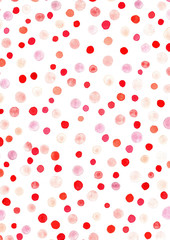 Abstract pokka dot red and pink watercolor hand painting background for decoration on Valentine's festival and wedding events.