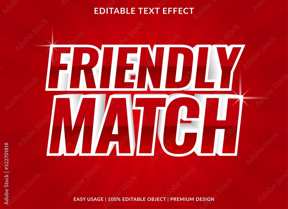 Poster friendly match text effect template with bold type style and 3d text concept use for brand label and