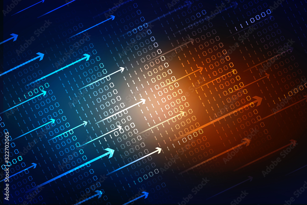 Poster 2d illustration abstract digital binary data on computer screen