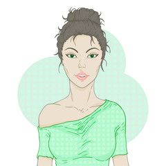 Vector illustration of a beautiful Asian young woman.