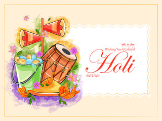 Colorful Traditional Holi background for festival of colors of India in vector