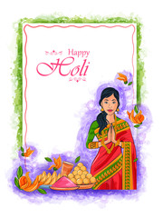 Indian People celebrating festival of Color Holi in vector bacground