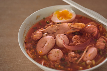 Yen Ta Fo Noodle (Pink Noodle Soup)