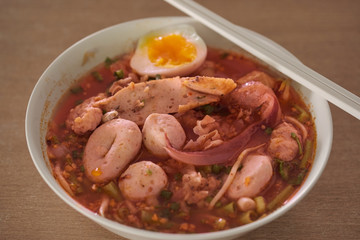 Yen Ta Fo Noodle (Pink Noodle Soup)