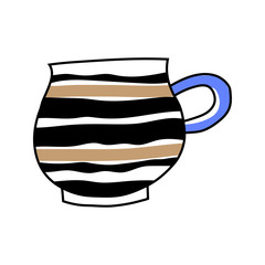 Mug for tea or coffee. Illustration for greeting card, decoration, scrapbooking and other design.