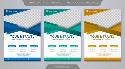 set of travel flyer template with abstract background style and modern layout use for promotion ads and travelling poster  © Fuadi Alhusini