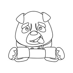 cute dog with bone isolated icon vector illustration design