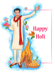 Indian People celebrating festival of Color Holi in vector bacground